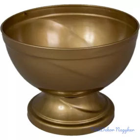 Műanyag nagy talpas kerek tál arany D21cm M15,5cm