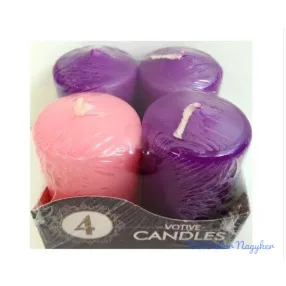 Adventi gyertya 4db/csomag - Metál 3 Lila 1 Rózsaszín