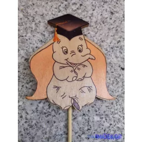   Dumbó Ballagási lézervágott nyomtatott fa figura ballagási betűző 9,5x8,5 cm