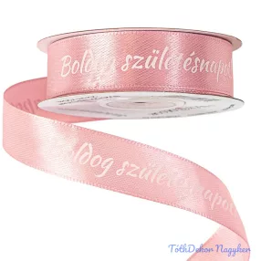  "Boldog Születésnapot!" feliratos szatén szalag 20mm x 20m - Mályva