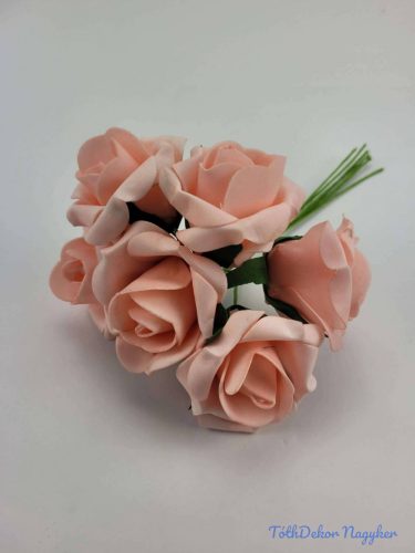 Polifoam rózsa 5cm drótos 6 fej/köteg - Rózsaszín
