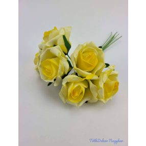 Polifoam rózsa 5cm drótos 6 fej/köteg - Sárga