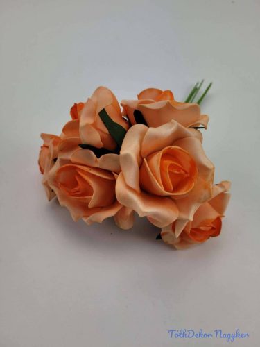 Polifoam rózsa 5cm drótos 6 fej/köteg - Barack