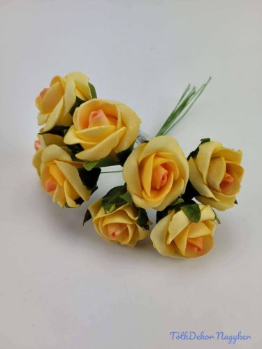 Polifoam rózsa 4 cm aljleveles drótos 8 fej/köteg - Vaj-Rózsaszín