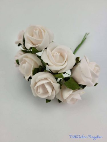 Polifoam rózsa 4 cm aljleveles drótos 8 fej/köteg - Halvány Rózsaszín