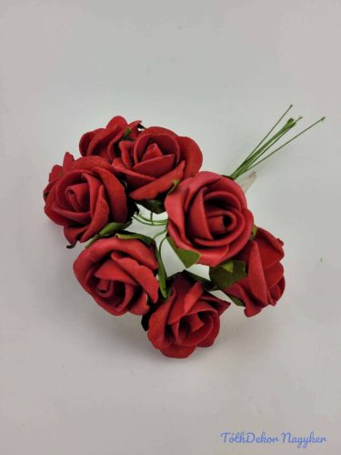 Polifoam rózsa 4 cm aljleveles drótos 8 fej/köteg - Bordó