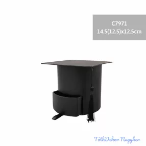 Ballagó kalap fiókos papírdoboz 14,5x12,5 cm - Fekete