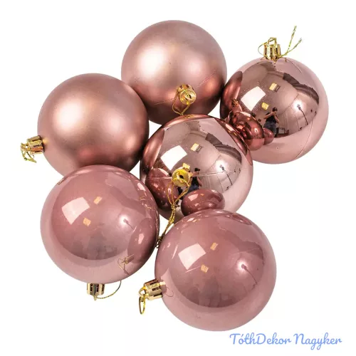 Karácsonyi gömb szett 6 db-os 8cm - Rosegold
