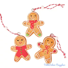   Mézeskalács dísz szett, polirezin, 5,5 x 4,5 cm, kreatív felhasználásra vagy karácsonyfára