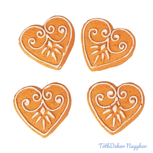Mézeskalács dísz szett, polirezin, 4 x 3cm, kreatív felhasználásra - szív