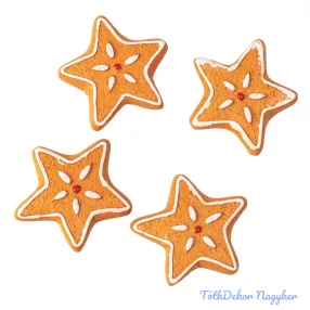   Mézeskalács dísz szett, polirezin, 4 x 3cm, kreatív felhasználásra - csillag