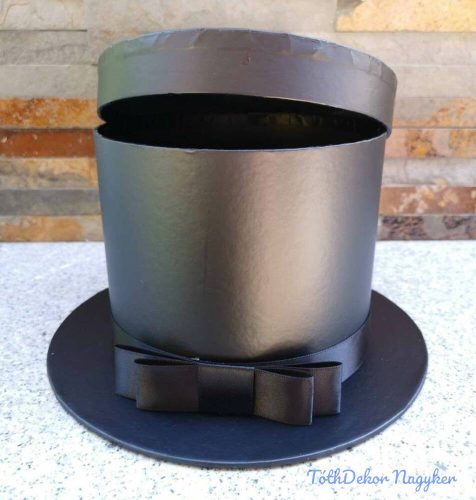Cilinder masnis papírdoboz virágbox ballagásra-esküvőre 22/15x12,5 cm - Fekete