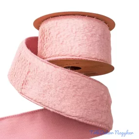   Szőrme szalag drótos szegéllyel 63mm x 5m - Púder rózsaszín