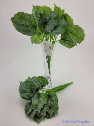 Leveles álló zöld selyem mű bokor cserepezhető 26 cm