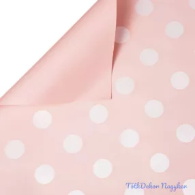   Pöttyös fólia tekercs 58cm x 10m - Púder Rózsaszín / Fehér