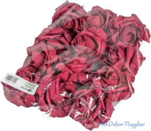Polifoam rózsa fej virágfej habvirág 8 cm bordó habrózsa