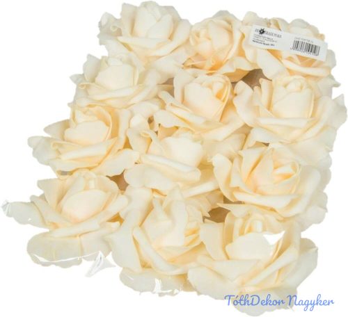 Polifoam rózsa fej virágfej habvirág 8 cm vanília habrózsa