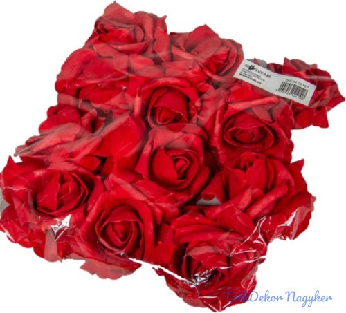Polifoam rózsa fej virágfej habvirág 8 cm piros habrózsa