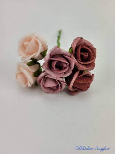 Polifoam rózsa 2 cm/fej 6 fejes köteg 13 cm - Mályvás Mix