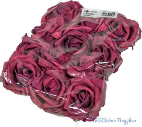 Polifoam rózsa fej virágfej habvirág 8 cm bordó habrózsa
