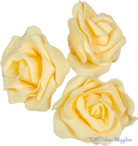 Polifoam rózsa fej virágfej habvirág 8 cm vaj habrózsa