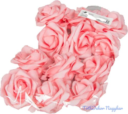 Polifoam rózsa fej virágfej habvirág 8 cm rózsaszín habrózsa