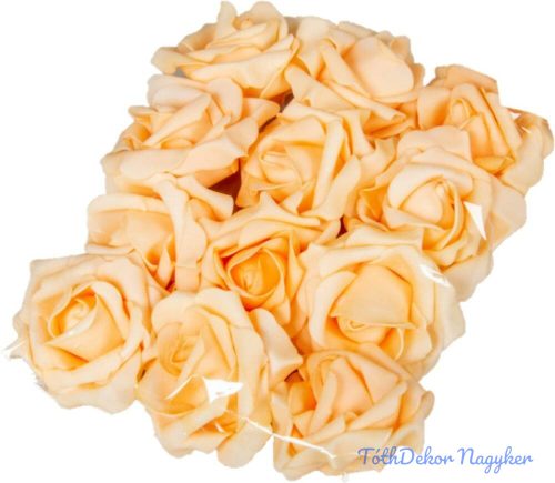 Polifoam rózsa fej virágfej habvirág 8 cm barack habrózsa