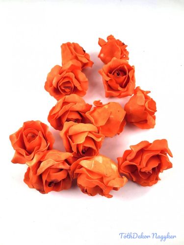 Polifoam rózsa fej virágfej habvirág 6 cm habrózsa - Narancs