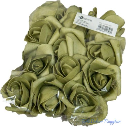 Polifoam rózsa fej virágfej habvirág 6 cm olivazöld habrózsa