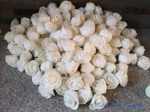 Polifoam rózsa fej midi virágfej habvirág 3 cm fehér habrózsa