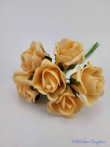 Polifoam rózsa 5 cm drótos 6 fej/köteg - Barack