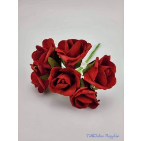 Polifoam rózsa 5 cm drótos 6 fej/köteg - Piros