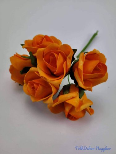 Polifoam rózsa 5 cm drótos 6 fej/köteg - Narancs