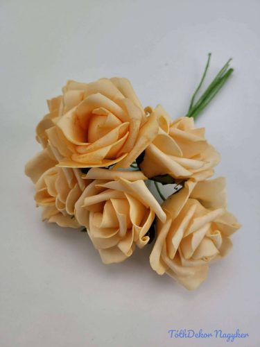 Polifoam rózsa 6 cm drótos 6 fej/köteg - Barack