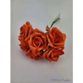Polifoam rózsa 6 cm drótos 6 fej/köteg - Narancs