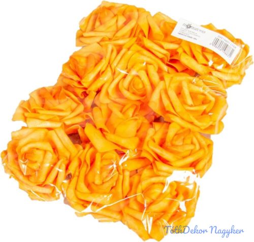 Polifoam rózsa fej virágfej habvirág 7 cm narancs habrózsa