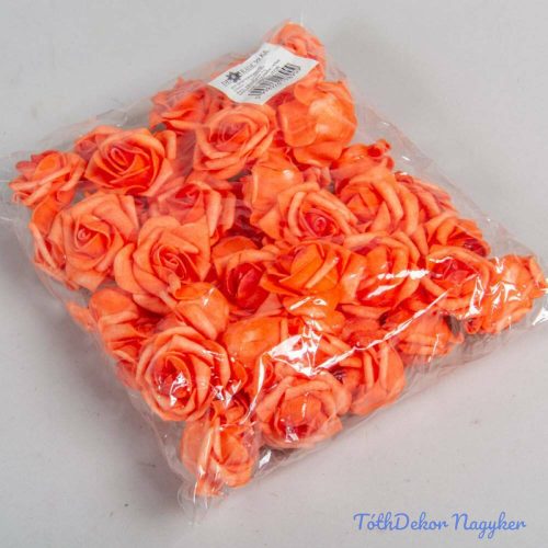 Polifoam rózsa fej virágfej habvirág 4 cm élénk narancs habrózsa