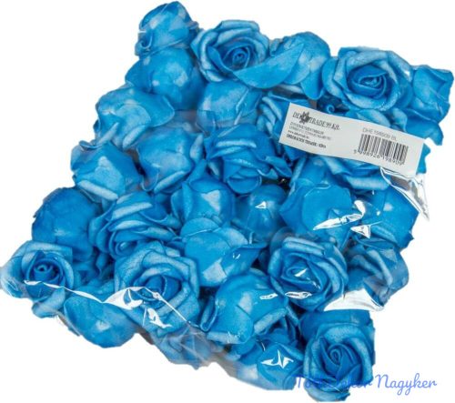 Polifoam rózsa fej virágfej habvirág 4 cm kék habrózsa