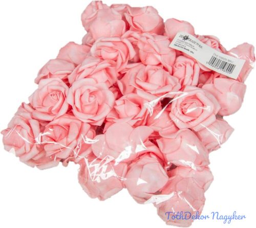 Polifoam rózsa fej virágfej habvirág 4 cm rózsaszín habrózsa