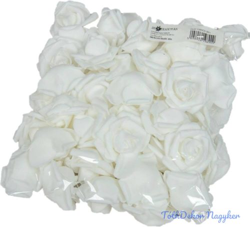 Polifoam rózsa fej virágfej habvirág 4 cm fehér habrózsa