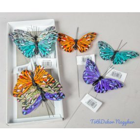 Színes lepke drót pálcával 10,5 cm több színben