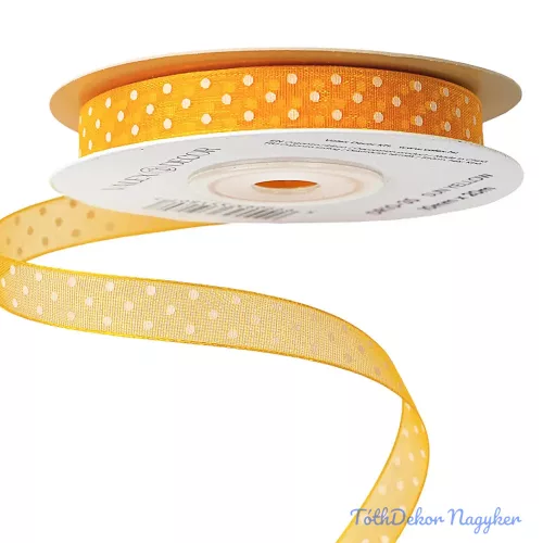 Pöttyös organza szalag 10mm x 20m - Napsárga
