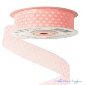 Pöttyös organza szalag 20mm x 20m - Púder rózsaszín