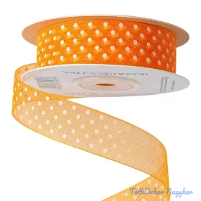 Pöttyös organza szalag 20mm x 20m - Világos narancssárga