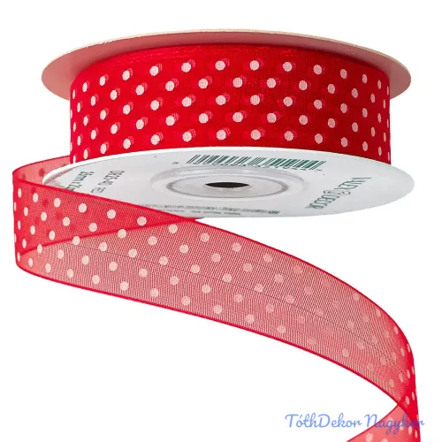 Pöttyös organza szalag 20mm x 20m - Piros