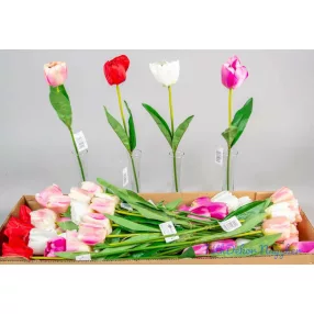 Tulipán szatén szálas selyemvirág 46 cm