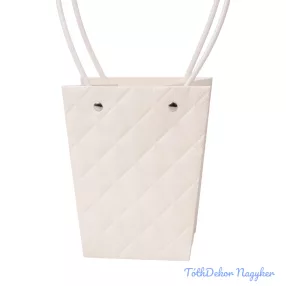 Dombornyomott virágtáska 13x9,5x15,5cm - Fehér