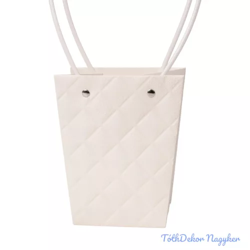 Dombornyomott virágtáska 13x9,5x15,5cm - Fehér