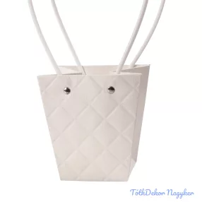 Dombornyomott virágtáska 12x8x12,5cm - Fehér