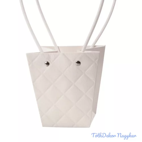 Dombornyomott virágtáska 12x8x12,5cm - Fehér